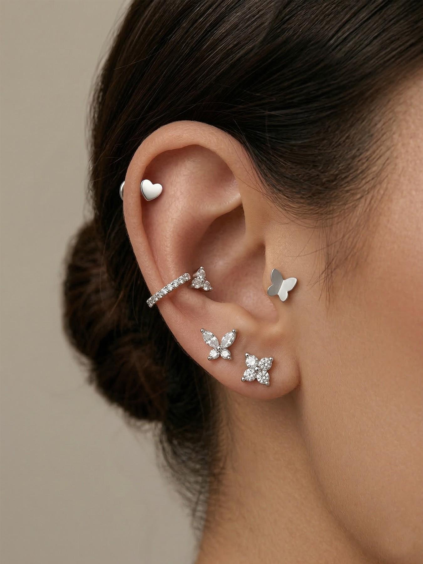 20G Flat Back Earrings for Women Threadless Butterfly Stud 316L Surgical Steel Stud Hoop Earrings Push in Nose Studs Hypoallergenic Cartilage Earring Stacks Labret Helix Tragus Conch Piercing Jewelry