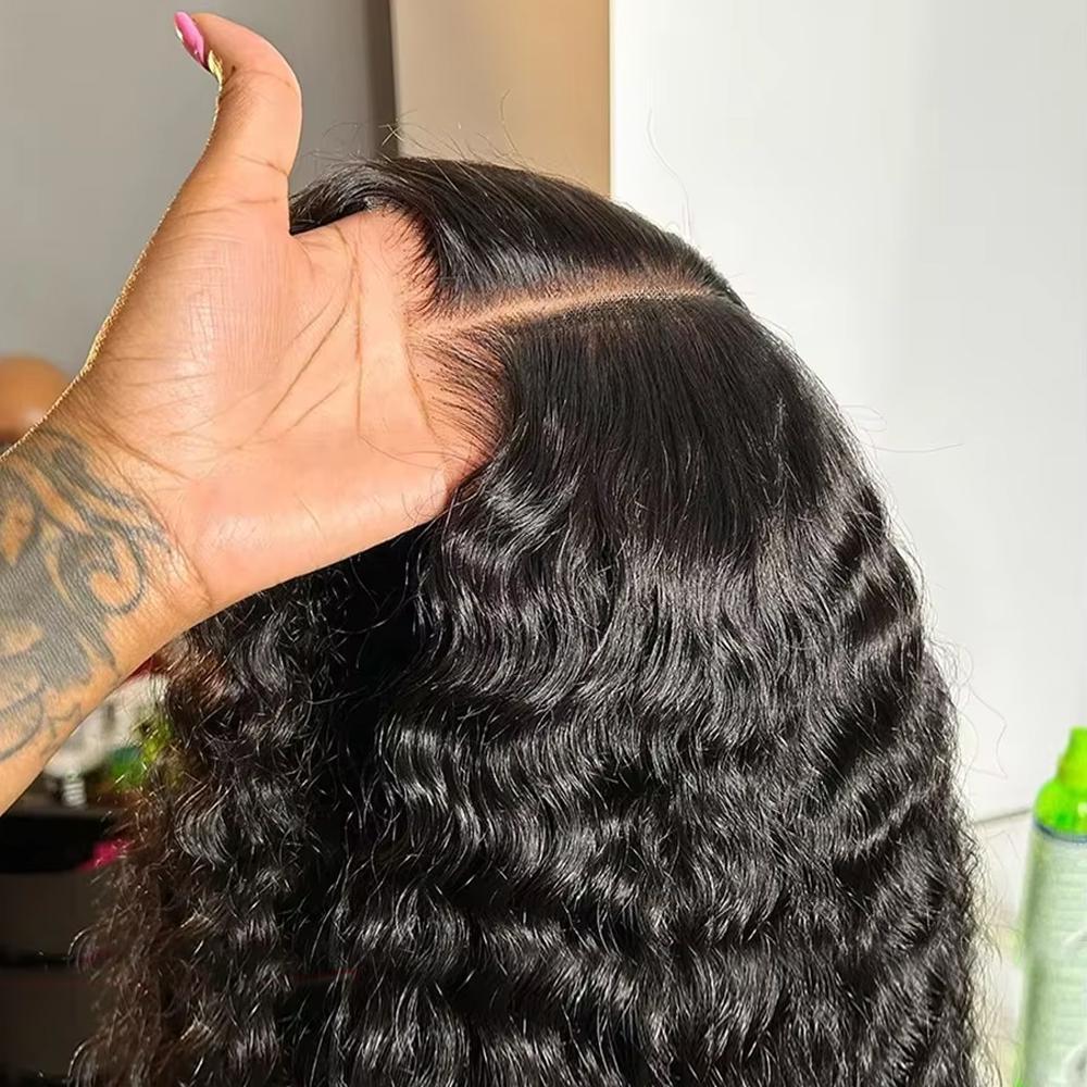 Bling Hair 6x4 7x5 9x6 Glueless Deep Wave Easy To Wear Wig Lace Closure Human Hair Wigs Curly Hair 180% Density Brazilian Ready To Wear Wig For Women