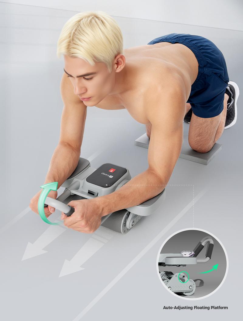 KEEP Ab Roller Wheel with Knee Mat, Automatic Rebound Abdominal Wheel with Elbow Support Ab Workout Equipment for Strengthening Core Muscles Abs Exercise Roller for Women Men