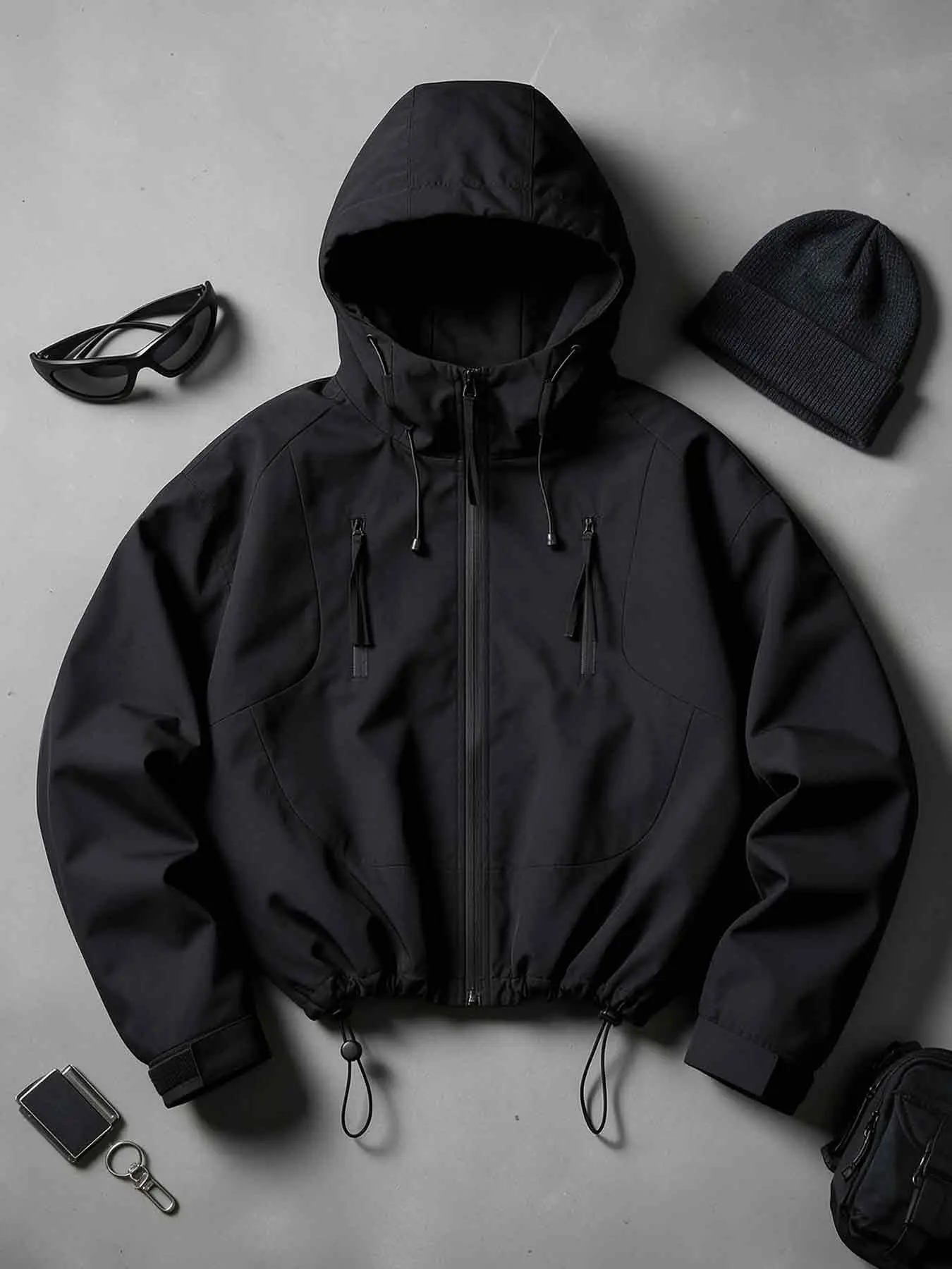 1 Piece Men Fashion Casual Hooded Waterproof Windproof Outdoor Jacket Breathable Full Zip Drawstring Hood Chest Zipper Pockets Velcro Cuffs Curved Seam Lightweight Streetwear Coat Multi Colors XS XXXL Perfect For Daily Wear Travel Gym Fall Spring