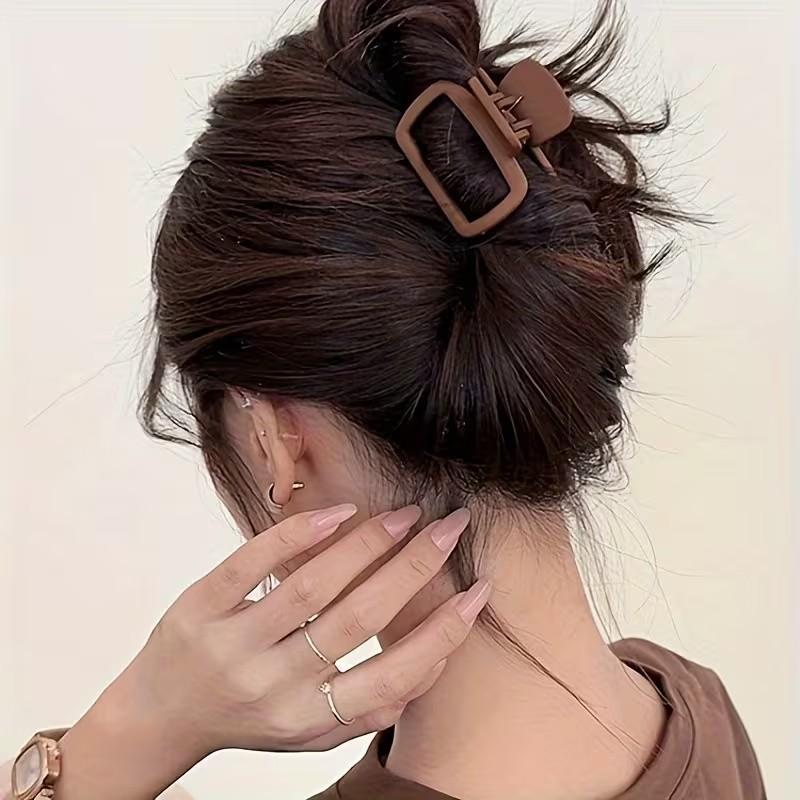 Simple Elegant Small Matte Square Hair Clip, Shark Fin Design Half Bun Holder, Versatile Hair Accessory for Daily Use