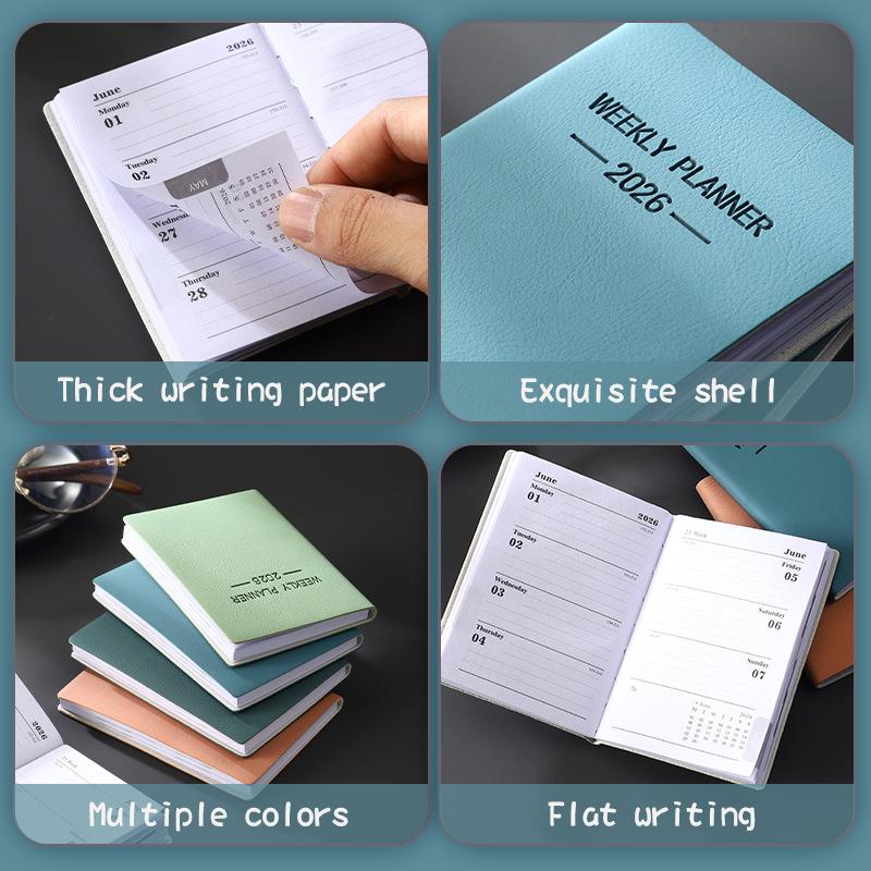 2 Pack A7 Mini Diary Planner 2026, Weekly Planner, Daily Schedule Notebook, English Language, Perfect for Organization & Planning