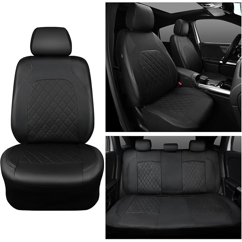 Universal Deluxe Pu Luxury Vinyl Faux Leather Car Seat Covers Full Set, Airbag Compatible, Breathable, Fit for Cars, Trucks, SUV