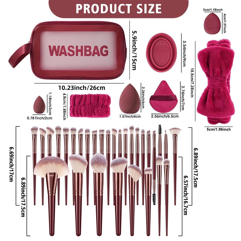 Makeup Tool Set, Makeup Brush Kit, 1 Set Makeup Brushes & Sponge & Finger Powder Puff & Wash Bag & Brush Bowl & Wristbands & Headbands, Professional Makeup Tools for Women