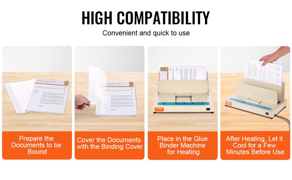 VEVOR Thermal Binding Covers, 10 Pack Thermal Presentation Covers 5/16 inch Spine Holds 2-240 Sheets, PVC Transparent Front Cover and White Back Cover, Letter Size