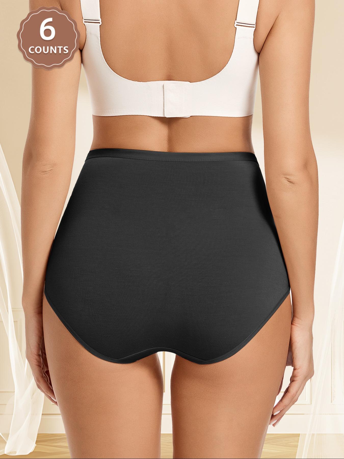 Women's High Waist Floral Print Underwear, Comfortable Fitted Design, All Season Casual Style, Moderate Fabric Thickness, Pack of 6 High Waisted Seamless