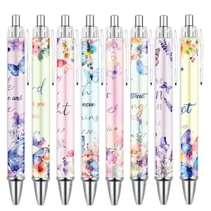 8/16/24 Pcs Christian Butterfly Ballpoint Pens, Bible Verse Inspirational Quotes Pens Set, Religious Flower Butterfly Smooth Writing Gifts for Women, Coworker Teacher, Office School Supplies