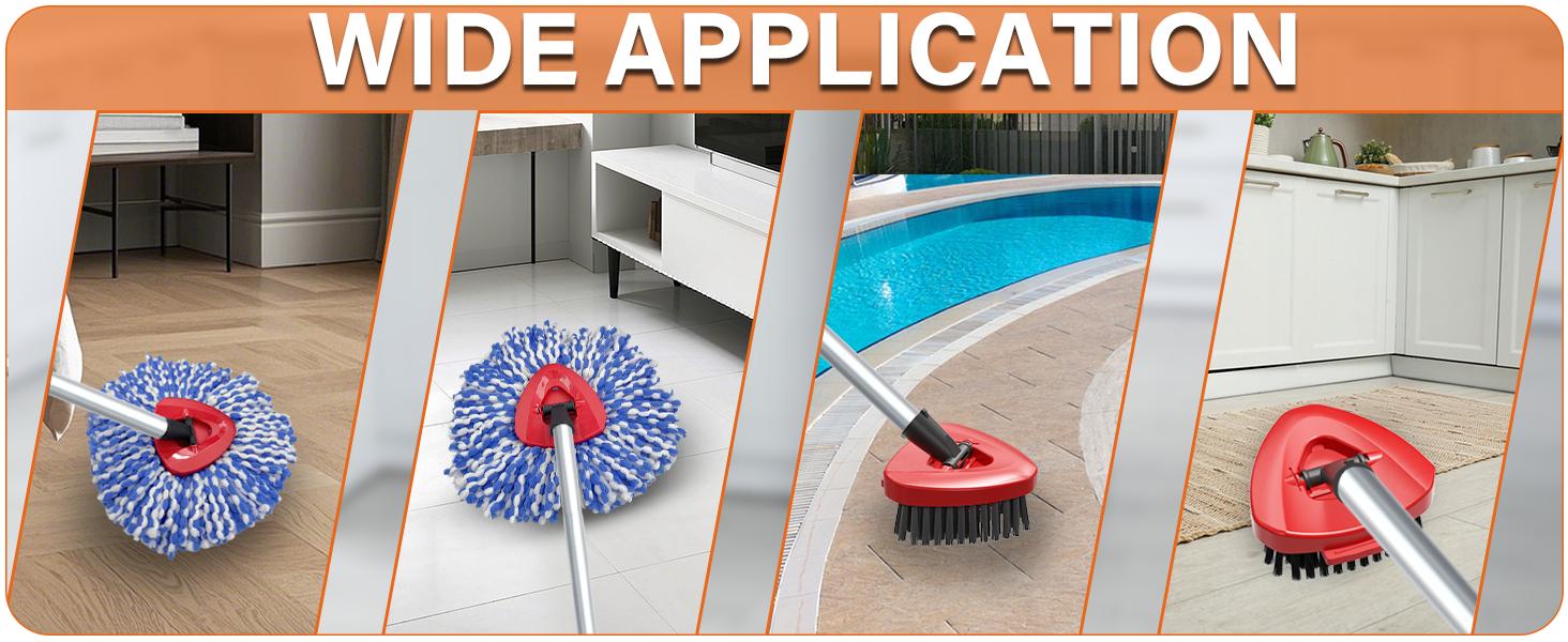 Spin Mop Head O Cedar RinseClean 2-Tank System,2 Mop Replace Heads + 1 Scrubber Brush, 100% Microfiber Mop Refills Deep Machine Washable