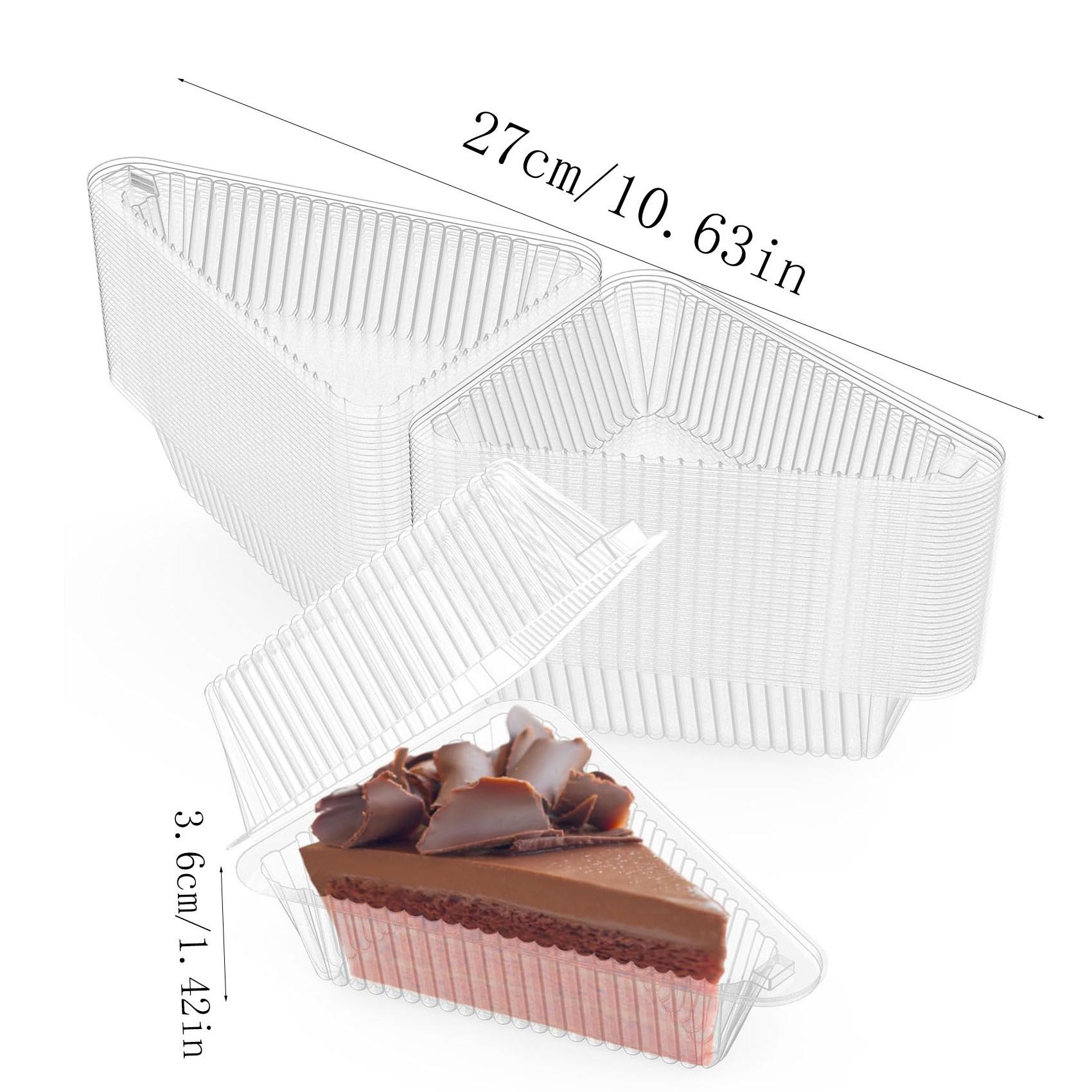50/100pcs Cake Slice Containers, Triangle Cake Boxes, Transparent Plastic, Hinged Lid, Cheese Cake Removal, Flip Top Packaging, Bakeware