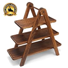 Wood 3 Tier Serving Tray Three Tiered Cupcake Stand, Rectangle Serving Platter Wooden Farmhouse Tiered Tray, Party Serving Brown Decorative Tray Decor