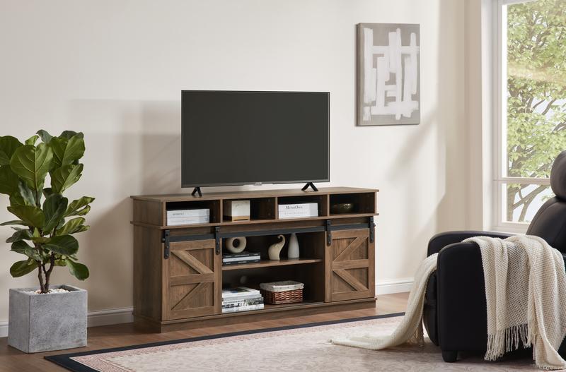 【TikTokShopBlackFriday】【Clearance】58" Farmhouse TV Stand and Entertainment Center for 65 Inch TVs, Rustic Media Console with Sliding Barn Doors, Storage Cabinets and Cable Management for Living Room Bedroom