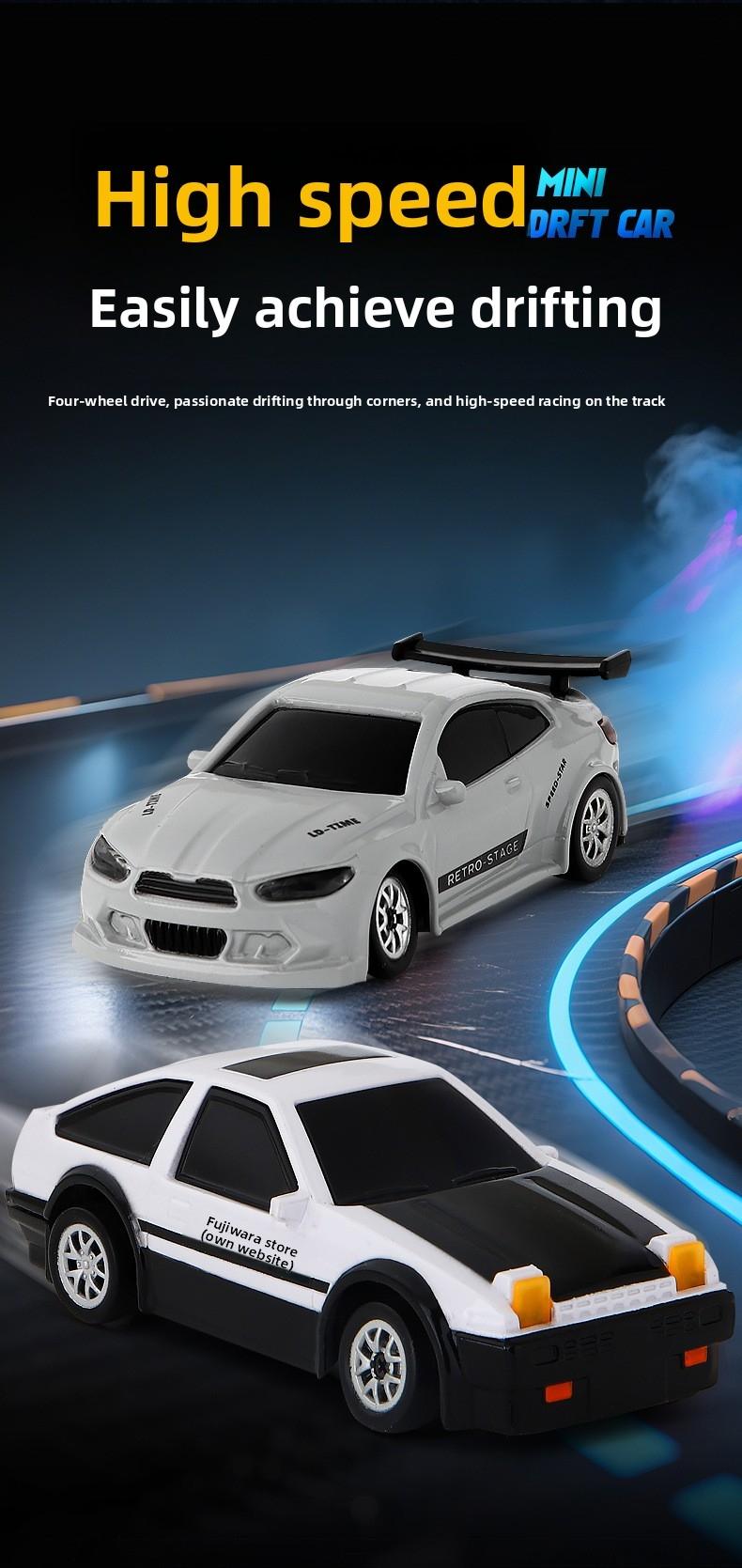 1:64 Mini RC Remote Control Car, Full Proportion Four-Wheel Drift, 2.4g Micro Pocket Race Car, Desktop Model Toy Gift for Boys