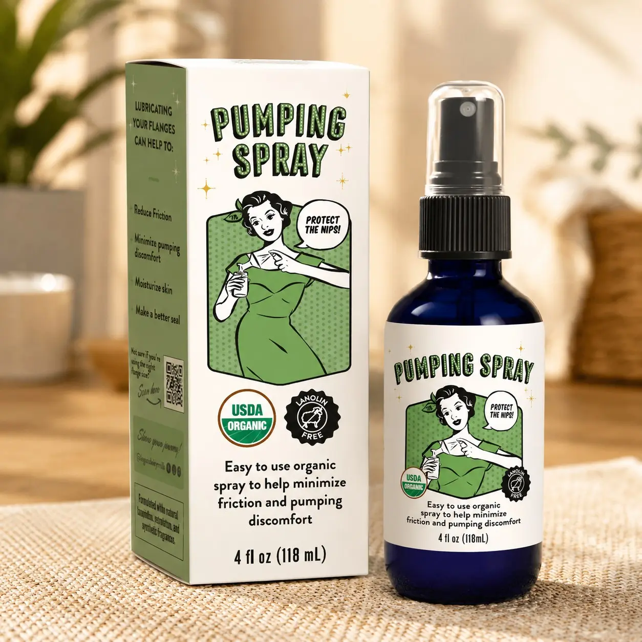 Organic Pumping Spray, Lanolin-Free Breast Lubricant, 4 oz
