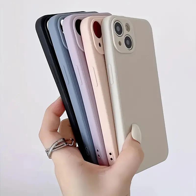 5-piece solid color  case set, suitable for iPhone16/15/14/13/12/11, XS, XR, X, 7/8, Mini, Plus, Pro, Pro Max - Anti-collision p