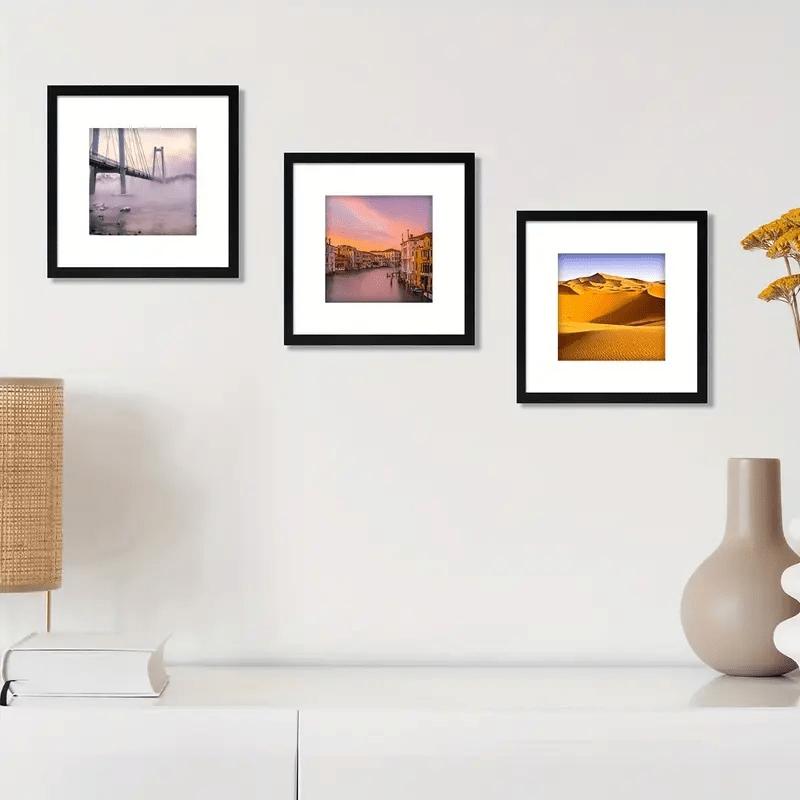 10-piece/5-piece/2-piece square wall-mounted picture frames available in 4x4/6x6/8x8 inches, classic style, Sturdy frame design, hold photos, paintings, sketches and art pieces, Home Decoration, Picture Frame Set