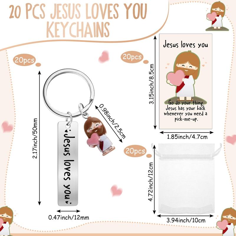 10/30 Sets Easter Jesus Keychain with Love Heart Christian Easter Positive Gift for Women Church Group Employee Appreciation Gift Bulk Religious Party Favor Easter Egg Stuffers Sunday School Gift Emotional Support