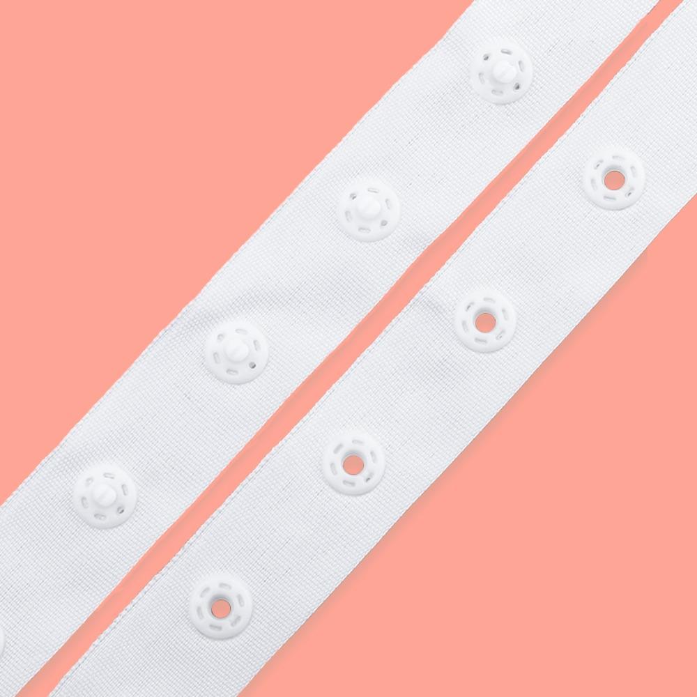 Sewing Accessories For Clothing, Snap Buttons Tape Black & White, Polyester Plastic Press Stud Ribbon, Sewing Fastener, Heavy Reusable Fastening, Free Cut Length, DIY Crafting Replacement, Hidden Plastic Extension Fabric Strap, Snap Bag Snaps For Fabric