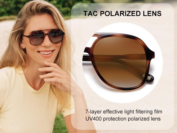 SOJOS Retro Polarized Aviator Sunglasses for Women Men Classic 70s Vintage Trendy Square Aviators