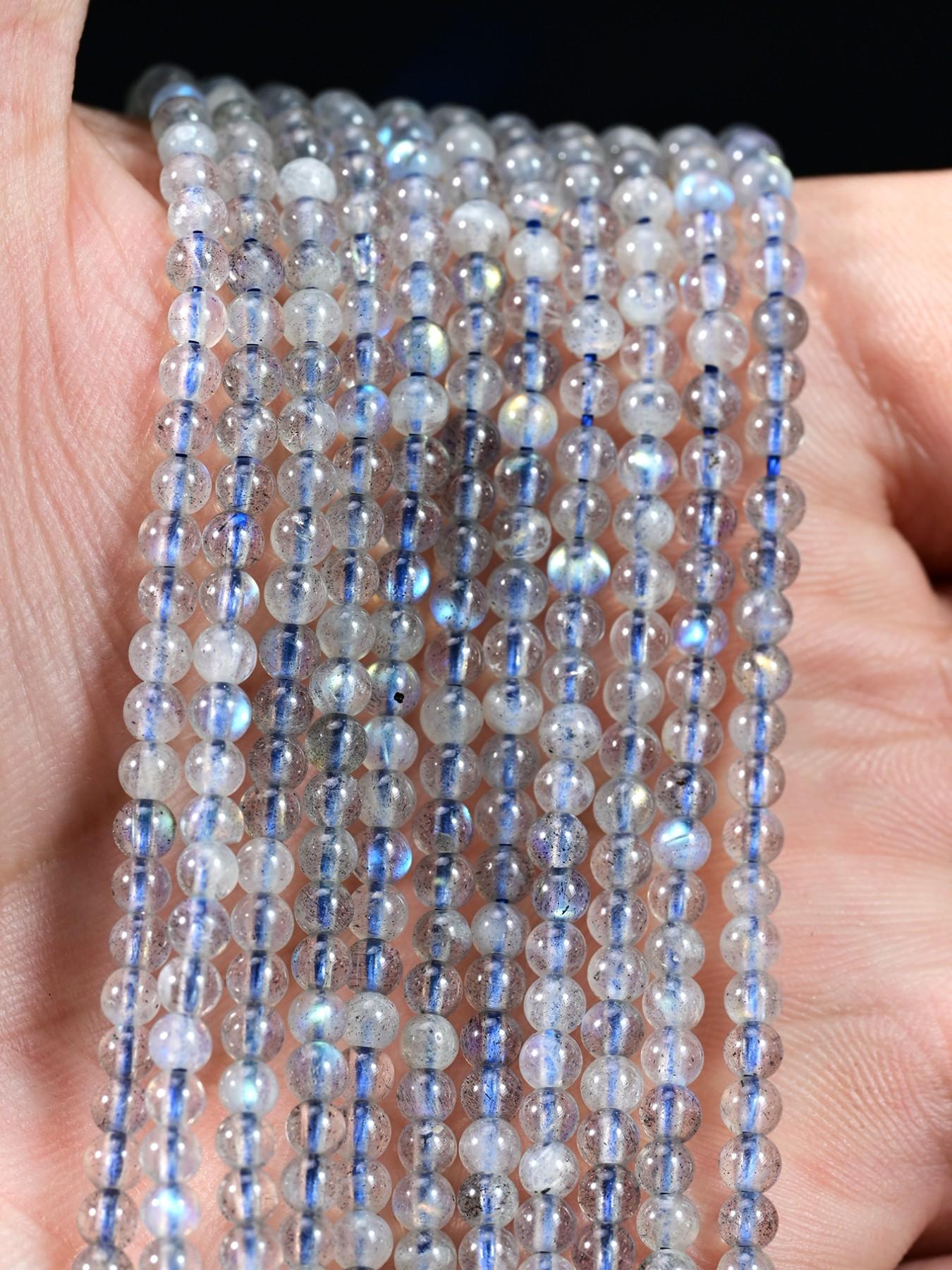 122pcs Natural AAA Labradorite Round Beads, 3mm Flashy Gray Moonlight Loose Beads for Jewelry Making, DIY Bracelets and Necklaces & Handmade Gifts Supplies, Perfect for Graduation season, Mothers Day, Teachers' Day & Summer Fashion