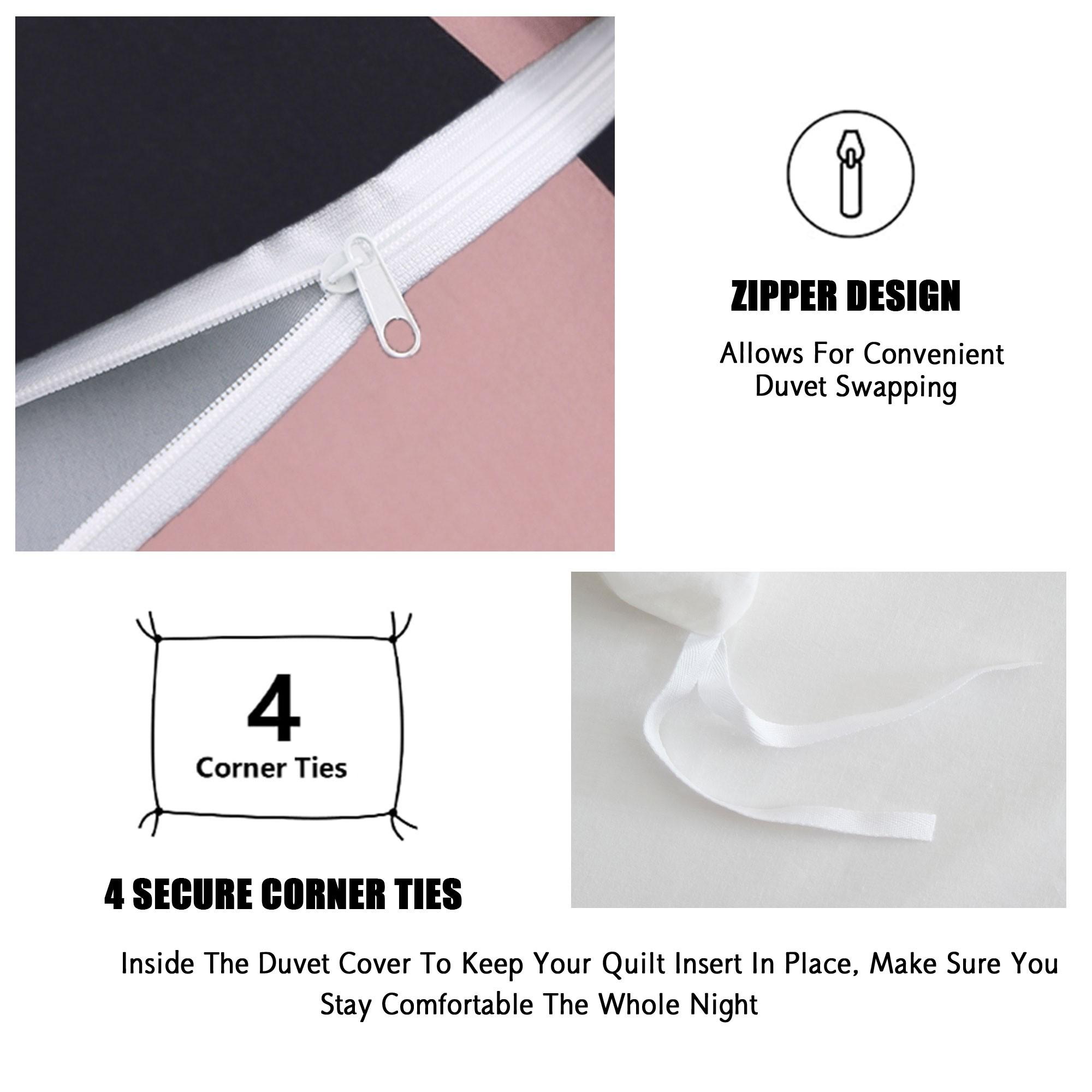 Modern minimalist pink & gray checkered geometric pattern bedding set, 3-piece set includes 1 duvet cover and 2 pillowcases, without inserts.Perfect decoration for the bedroom, soft and comfortable.