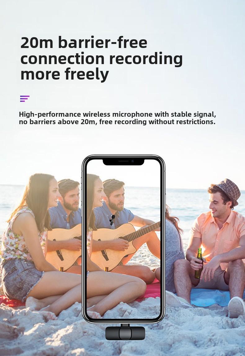 2 pcs Wireless Lavalier Microphones for iPhone, Android, iPad - Mini Wireless Clip-on Microphones Crystal Clear Sound Quality for Recording, Live Streaming,Vlog