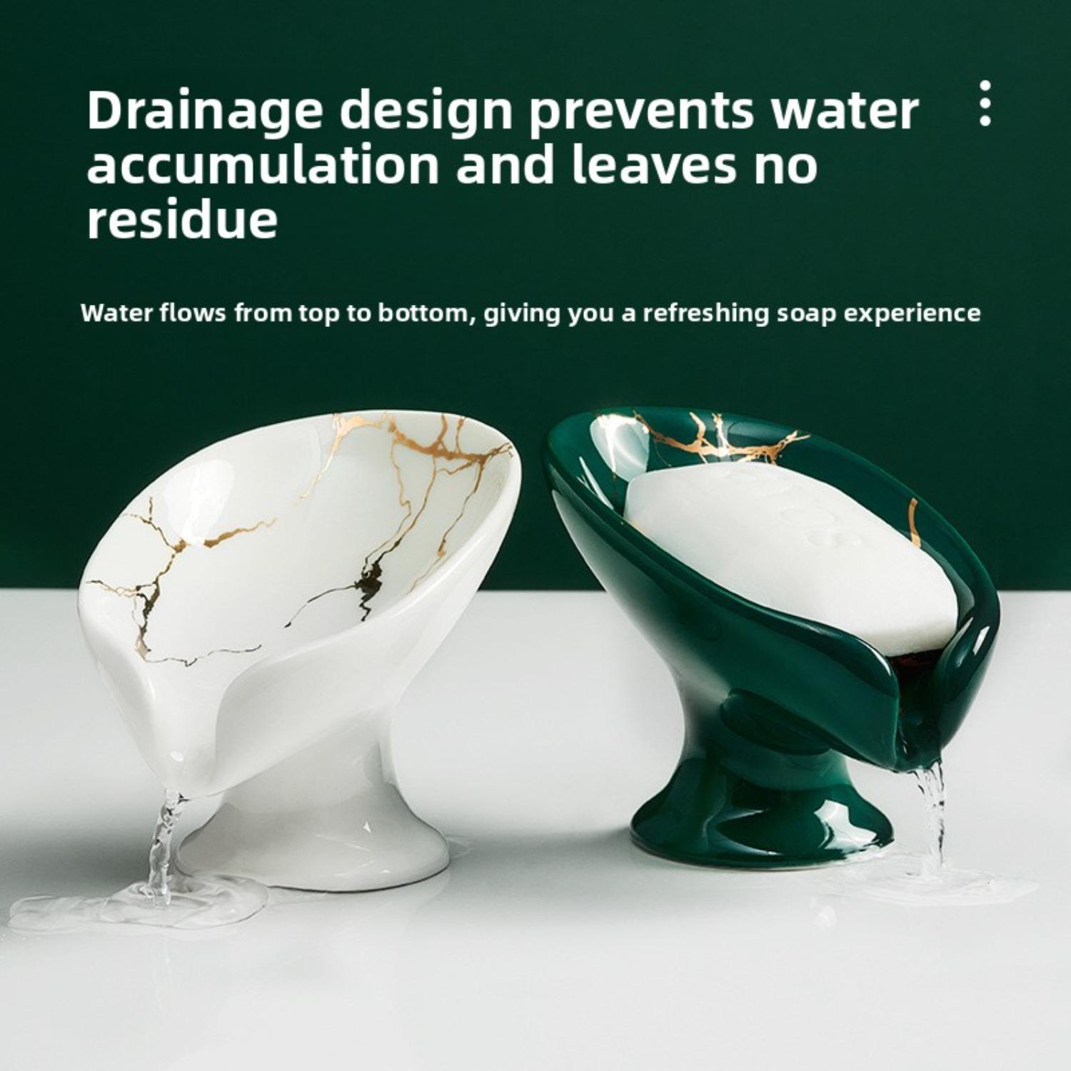 PrimPick Creative Marble Pattern Soap Dish, Drain SoapTray, Soap Saver, Soap Dish Holder, Bathroom Accessories