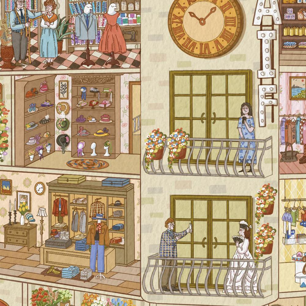Miniature Cartoon Supermarket Building Diorama Scenery Stickers, 300+ Adorable Mall Front Shop Scenes Stickers for DIY Crafts, Scrapbooking Stickers, Special Gift, and Sticker Collection Books, Immersive Landscape Stickers