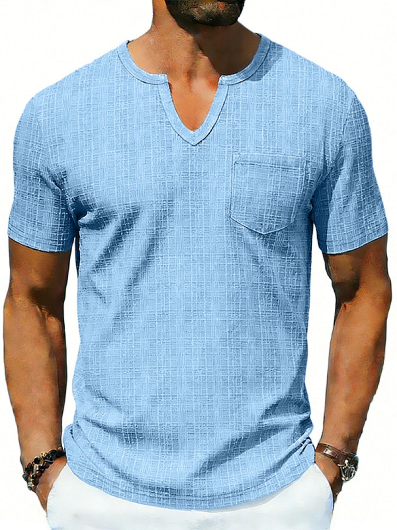 Men's Summer V-Neck Short Sleeve T-Shirt, Breathable Loose Fit Quick-Dry Top, Casual Street Style, Ideal for Daily Wear