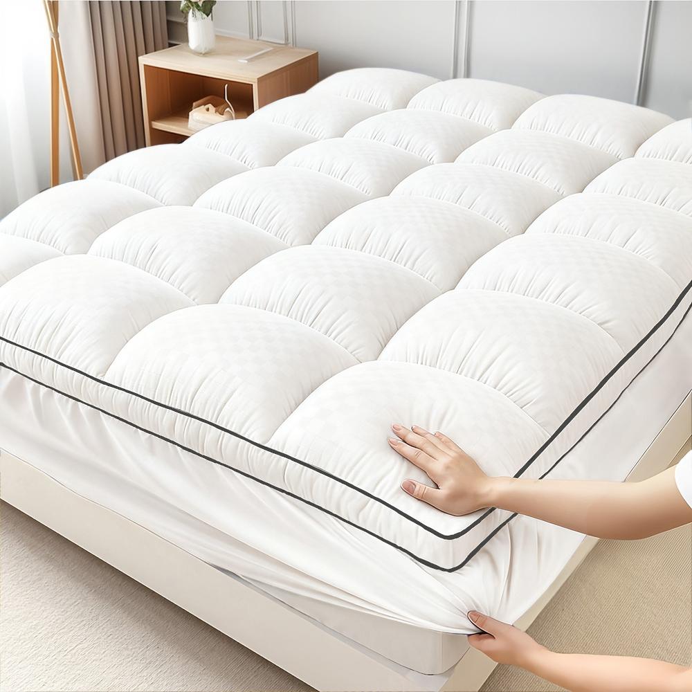 【New Year Deal】Cooling Mattress Topper, Extra Thick, Plush Quilted Pad with 8-21 Inch Deep Pockets, Overfilled with Breathable Polyester, Mattress Protector- Machine Washable 1000GSM