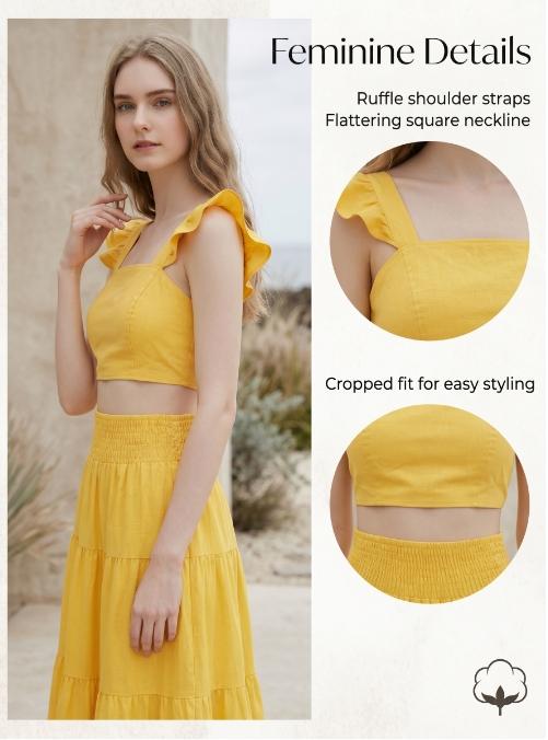 Women's Solid-Color or Floral-Print Shirred Sleeveless Top & Long Skirt Two-Piece Set, Bohemian Boho Fashion Casual Top & Skirt for Daily Holiday Beach Vacation Wear, Ideal for Summer, Womenswear