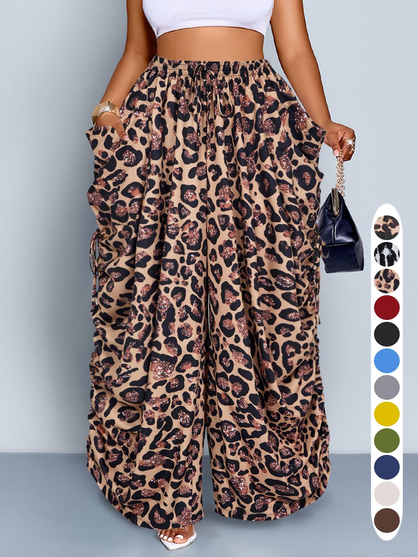 Women's Casual Loose-Fit Wide Leg Pants, All-Season Woven Fabric, Long Plain Design, Daily Commute & Vacation Wear, Womenswear