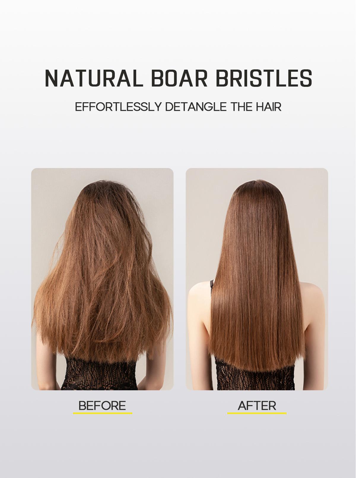 HALOVIDA Hollow Round Bristle Brush - Anti-Static Massage Brush for Enhanced Volume & Scalp Care,Pain-Free,Reduces Heat Damage, Ideal for Quick Drying and Voluminous Styling,Detangling Hairbrush Glossing Detangler,Pure,Boar bristle brush