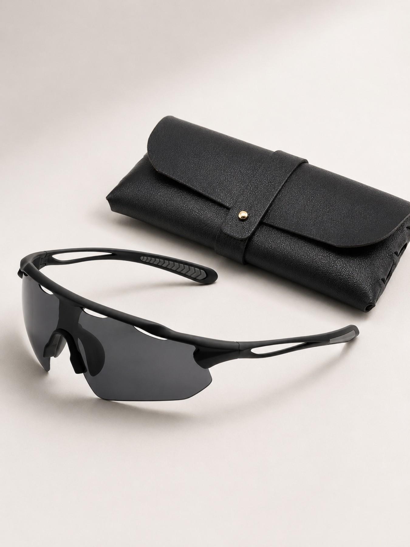 Neutral Fashion Bike Sunglasses with Case, Cycling Eyewear, Mountain Biking Sun Glasses, Sports Glasses, Outdoor Cycling Glasses, Color-Coated Lenses, UV Protection, Ideal for Beach, Running, Hiking, Skiing