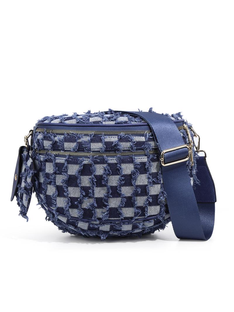 Large Denim Crossbody Bag for Women, Large Capacity Jean Shoulder Bag, Denim Shoulder Satchel, Stylish Purses and Handbags with Adjustable Strap and Coin Purse, Ladies' Saddle Bag, Girls Sling Bag for Commuting, Shopping, Dating