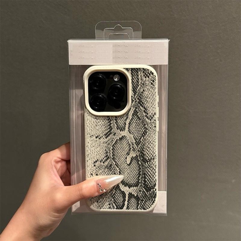 Snake Skin Pattern Phone Case for iPhone 11 to 17 Pro Max, Full Body Protection Tpu Shockproof Cover, Lightweight Anti-Slip Soft Vintage Case in Antique