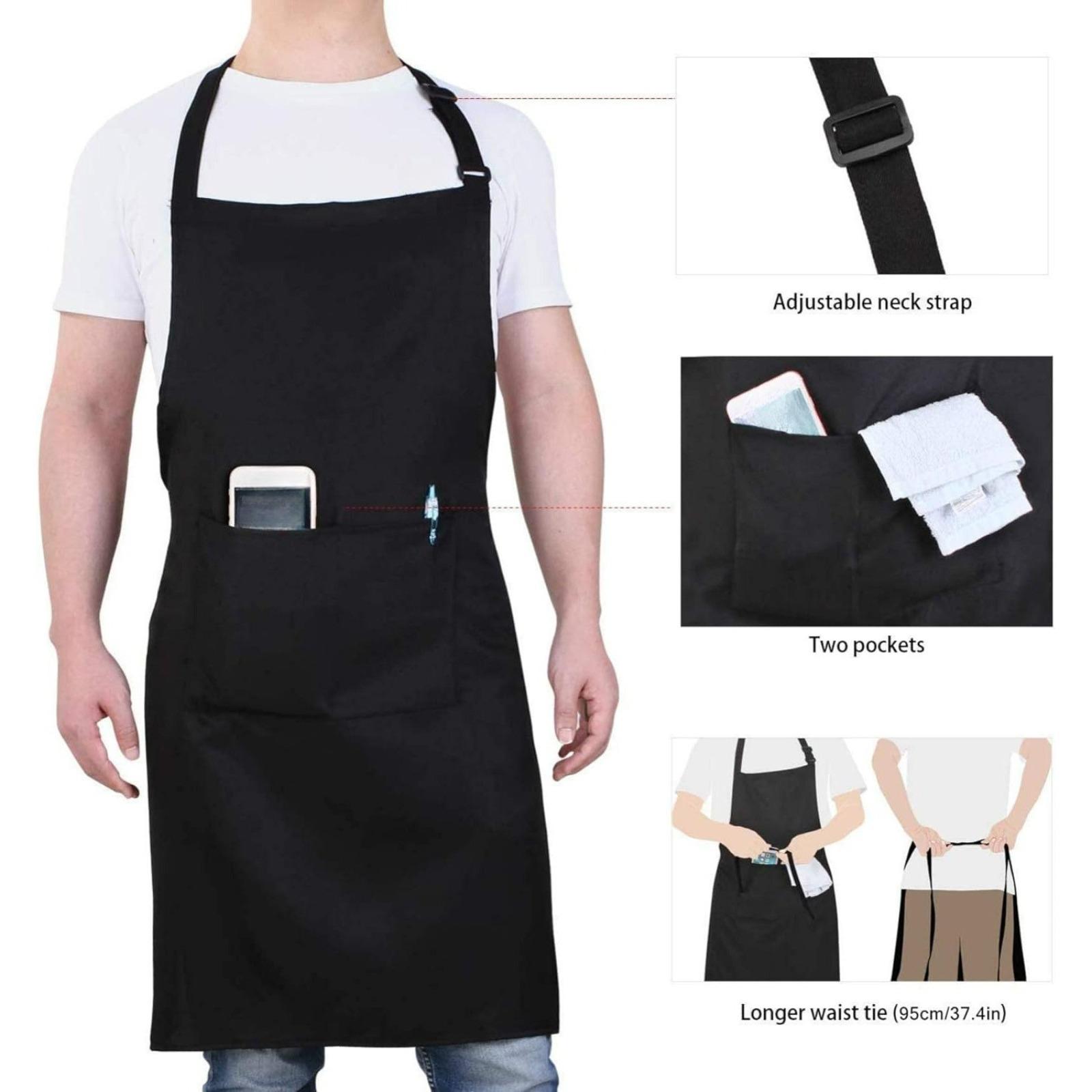 1pc adjustable chef apron with pockets - durable and lightweight - perfect for cooking, grilling, and baking - unisex design, essential for baking, professional chef style, holiday gift Kitchen Cooking Aprons