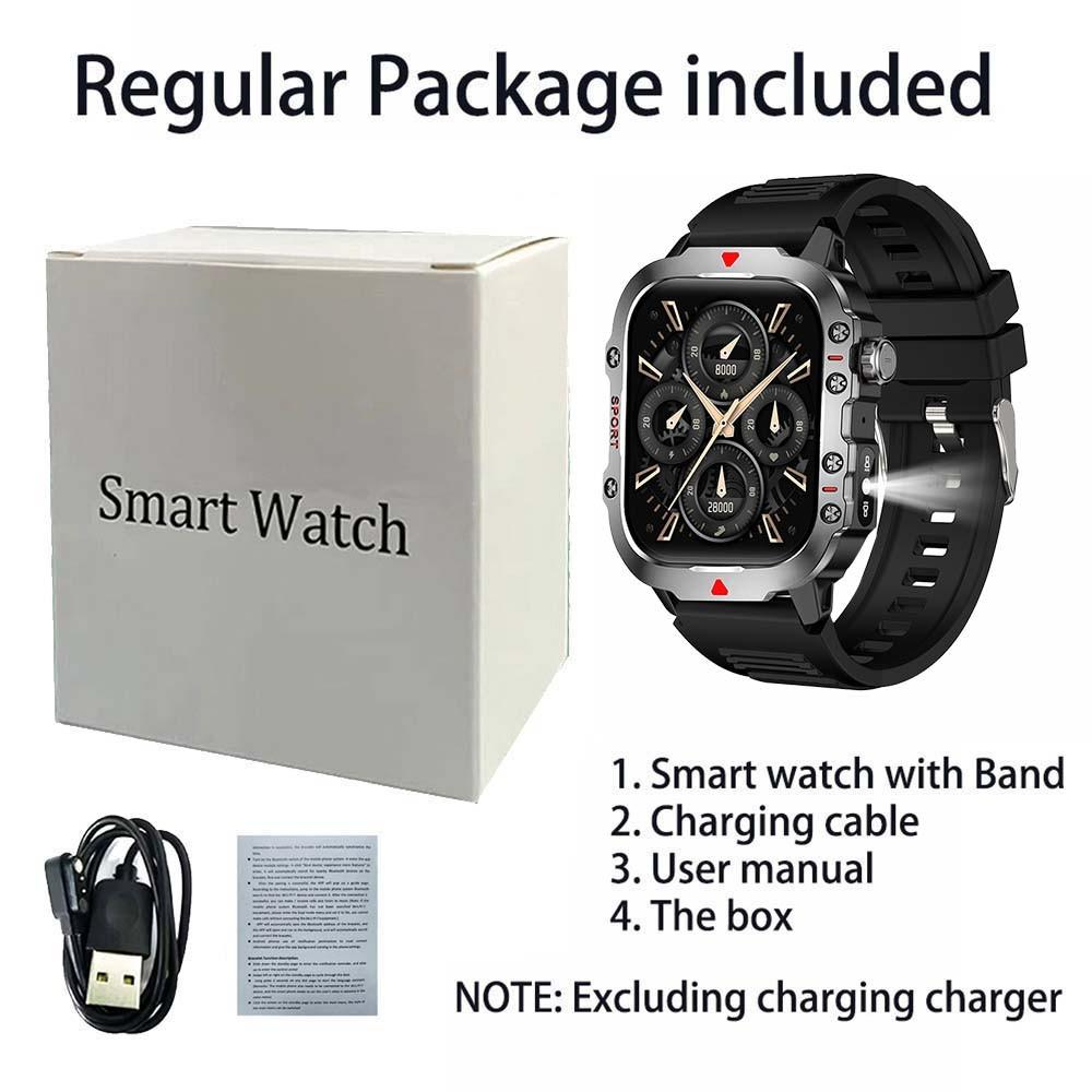 2.01 Inch Business Smart Watch Men Screen Wireless Calling/Dial Multi-Sport Modes Call & Message Alerts Custom Wallpaper LED Light Smartwatch Flashlight Compatible With IOS/Android