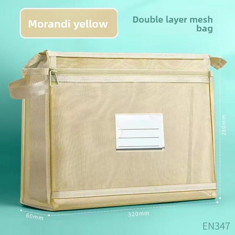 Premium Double Layer Transparent Study Bag Extra Large Capacity for Students Exam Papers Files and School Supplies Multi Compartment Handheld Document Organizer for Office and Classroom Use