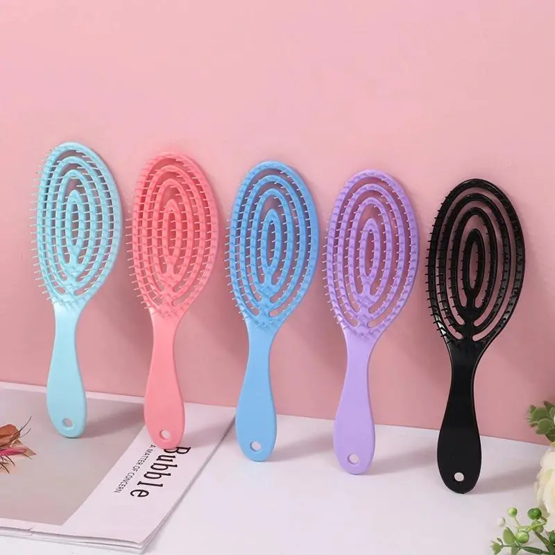 Plastic Bristle Hair Massage Comb - Hollow Hairbrush for Detangling Hair, Salon Hairdressing Tools, Detangles Hair