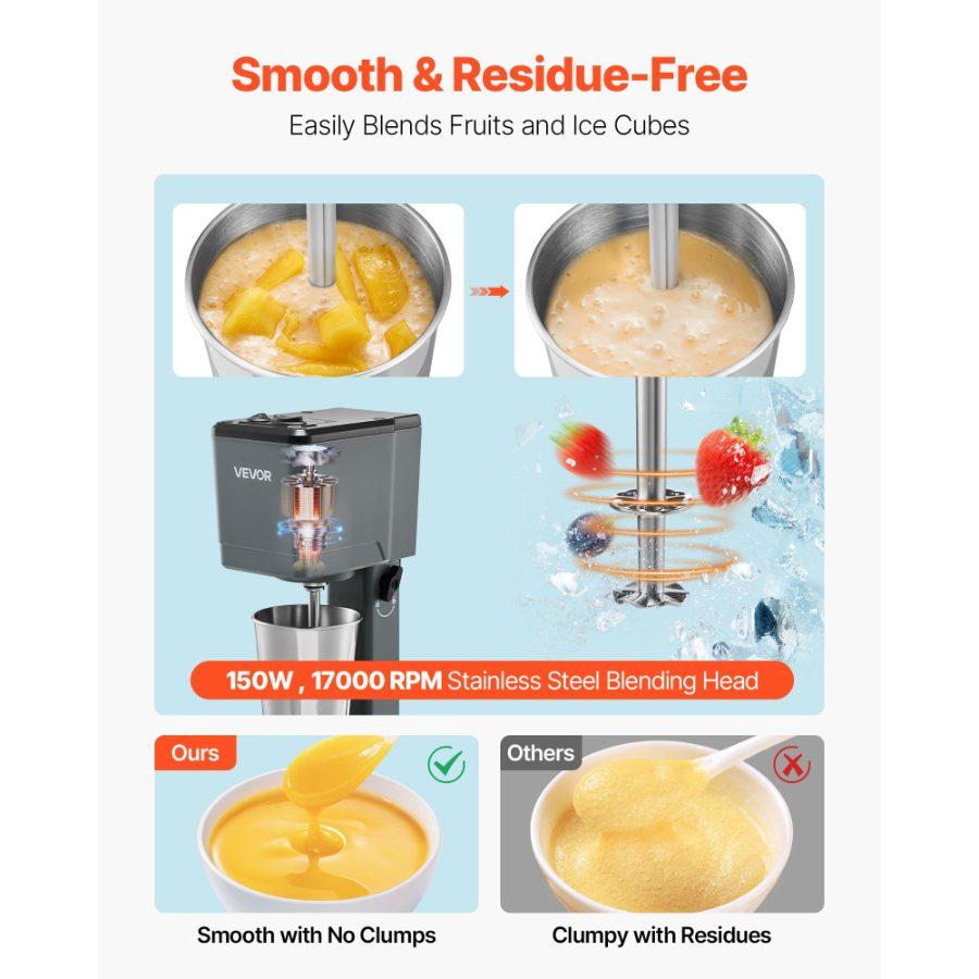 VEVOR Milkshake Maker, 150W Milk Shake Maker Mixer, Single Head Drink Mixer Blender Machine, Dual-Speed Adjustment Milkshake Blender with Stainless Steel Cup, for Home, Kitchen, Bar Beverage Shop