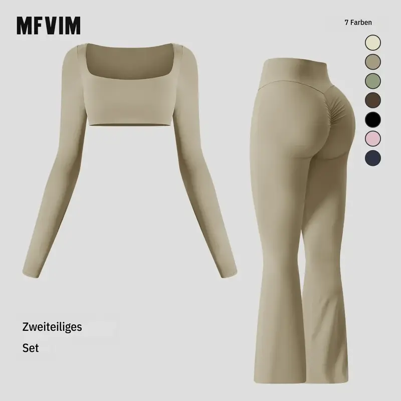 Women's 2-Piece Tight Soft Stretchable Casual Activewear Set - Sporty Style Clothes, Sexy Summer Gym Workout Wear, Athleisure for Casual Jogging, Travel & Camping Essentials