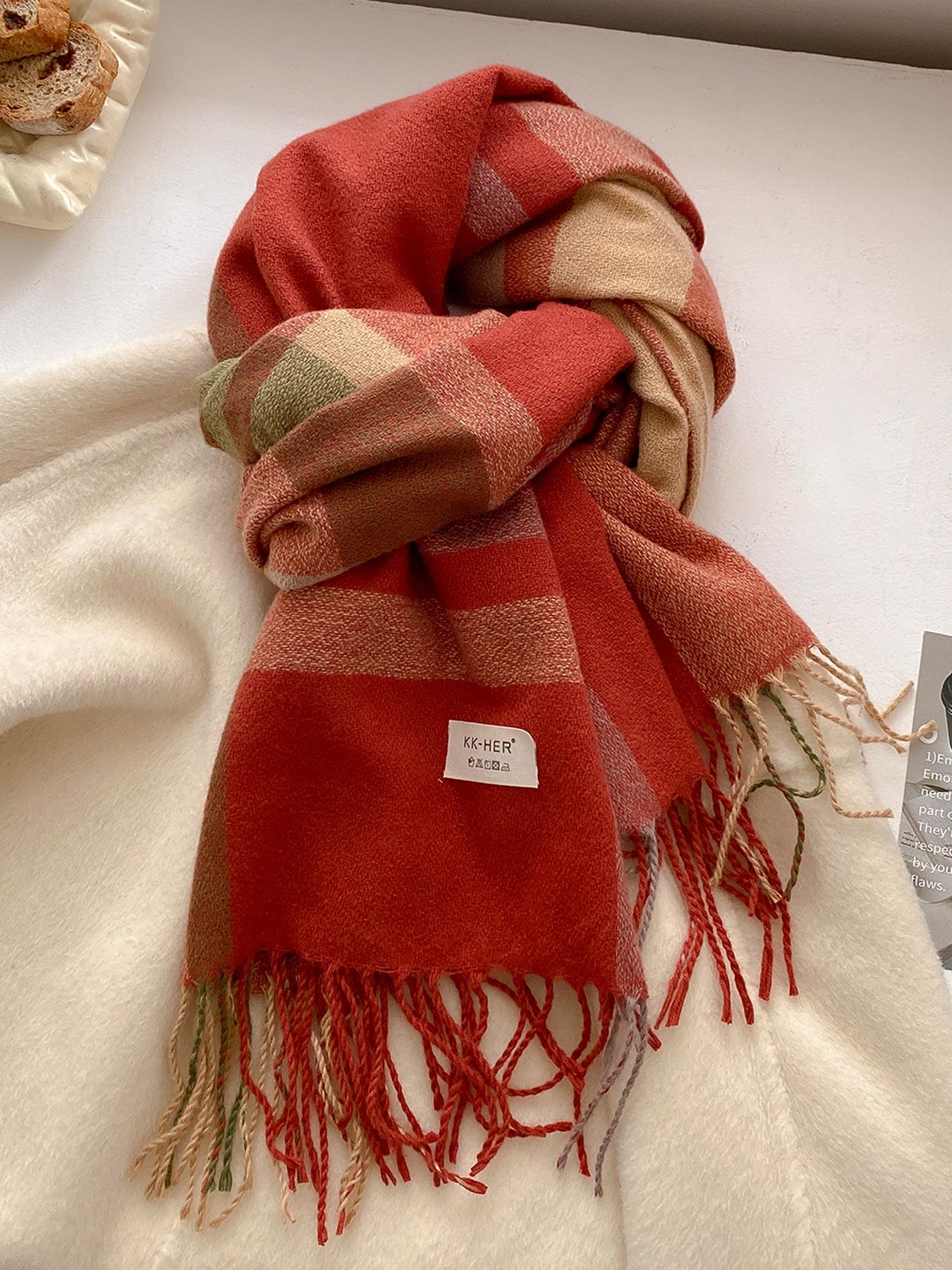 Elegant Plaid Scarf for Autumn & Winter, Soft Warm Shawl for Men & Women, Casual Fashion Accessory, Fitted Style, Checkered Scarf