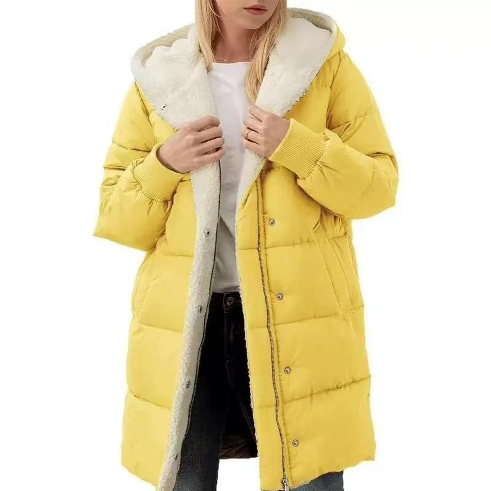 Womens Winter Warm Coats Shearling Lined Long Hooded Puffer Jacket Tops Womenswear