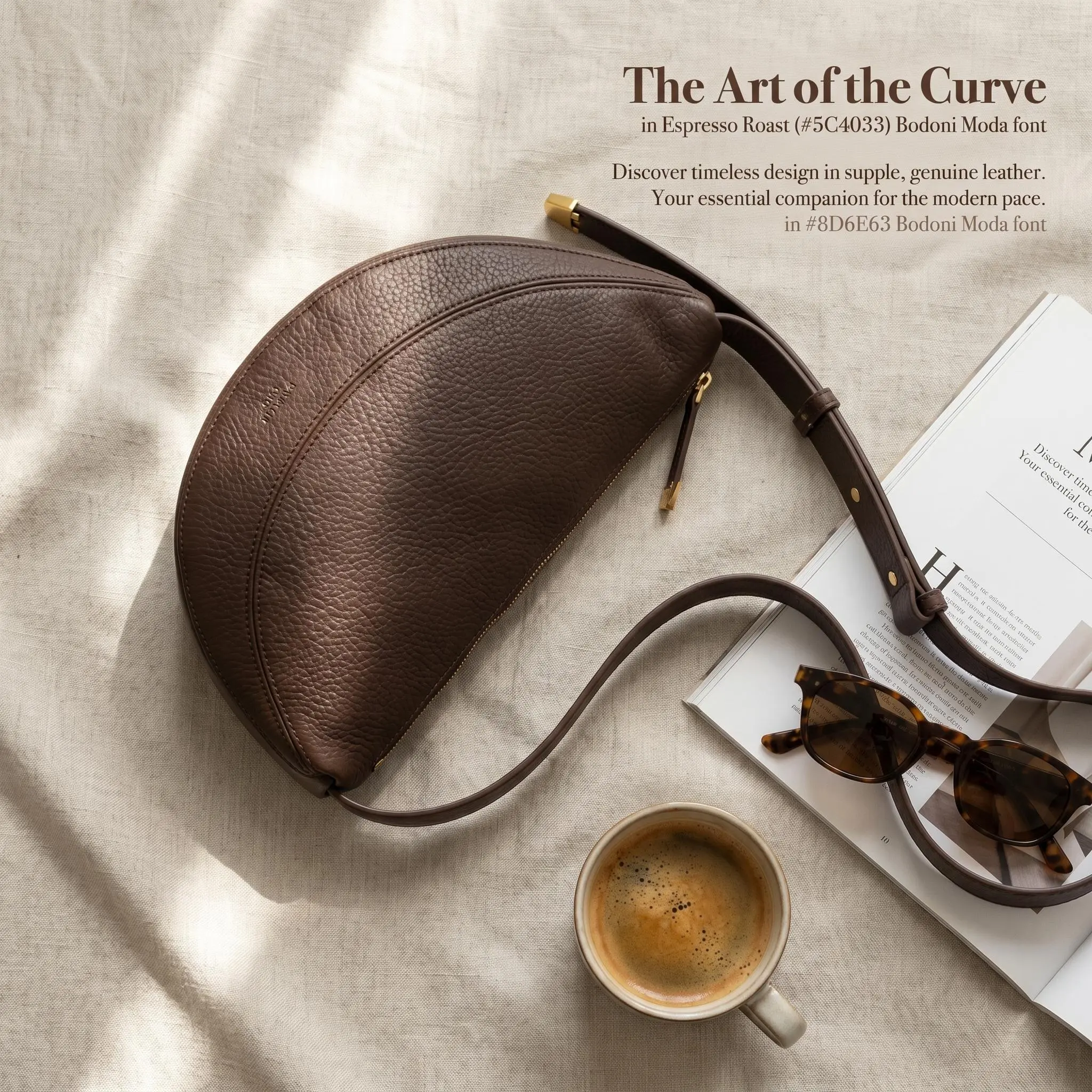 Half-Moon Shoulder Bag for Women, Vintage PU Material Casual Commuting Purse with an Adjustable Strap