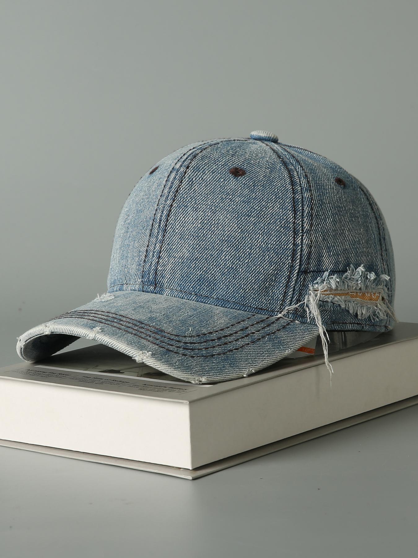 Distressed Denim Trucker Hat Adjustable Vintage Washed Baseball Cap for Women Denim Baseball Cap Distressed Vintage Washed Soft Adjustable  main image 4