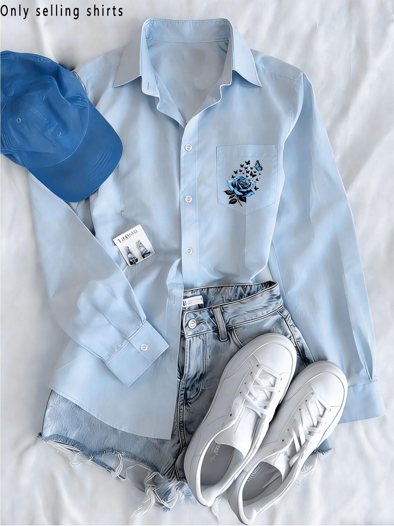 Women's Long Sleeve Shirt Spring Fall Simple Blouse, Sun Protection Top, Pocketed Long Sleeve Shirt, Versatile Daily Wear