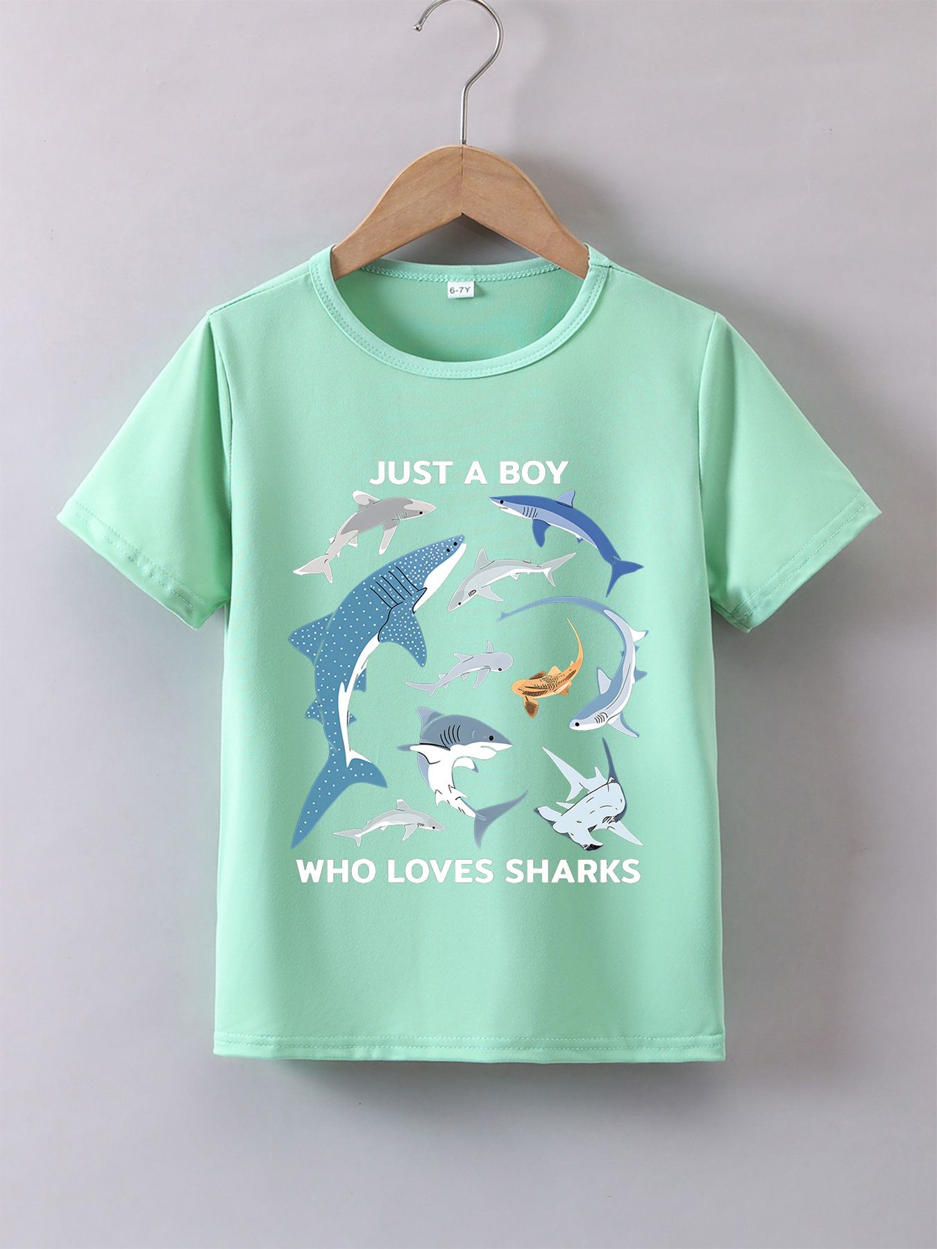 Boys' Summer Breathable & Comfortable "Ocean Animals" Cartoon Print (3-12Y) Casual Sports T-Shirt