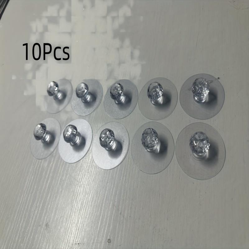 10pcs Transparent Crystal Cabinet Drawer Door Knobs Handles with Self-adhesive Handle and Hook, Self Adhesive Hooks