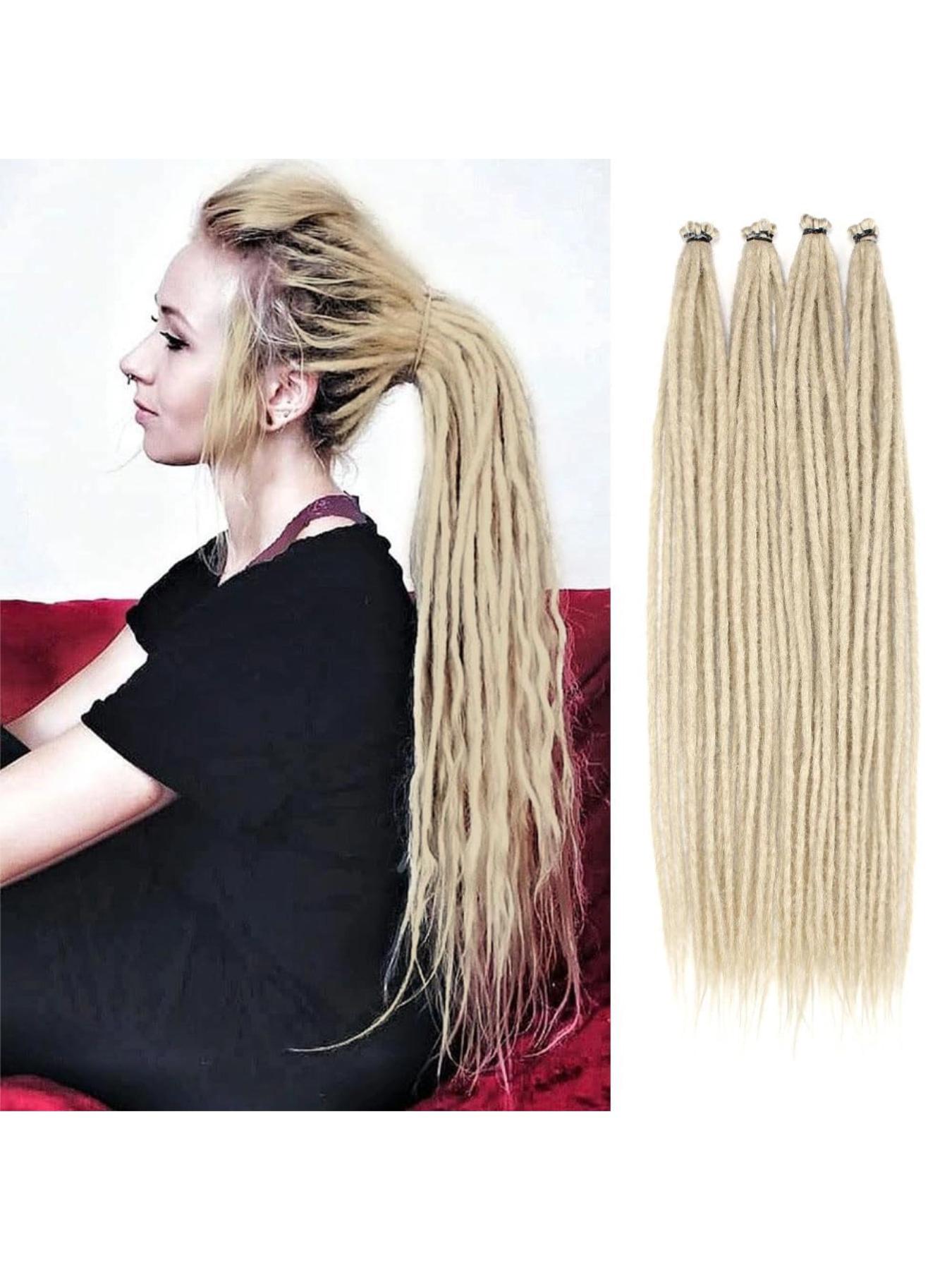 40 pcs Violet Red Dreadlock Extensions, 22" Synthetic Braiding Hair Crochet Dreads Extensions 100% Handmade Single Ended Dreads Thin 0.6cm Width Reggae Style Dreadlock for People