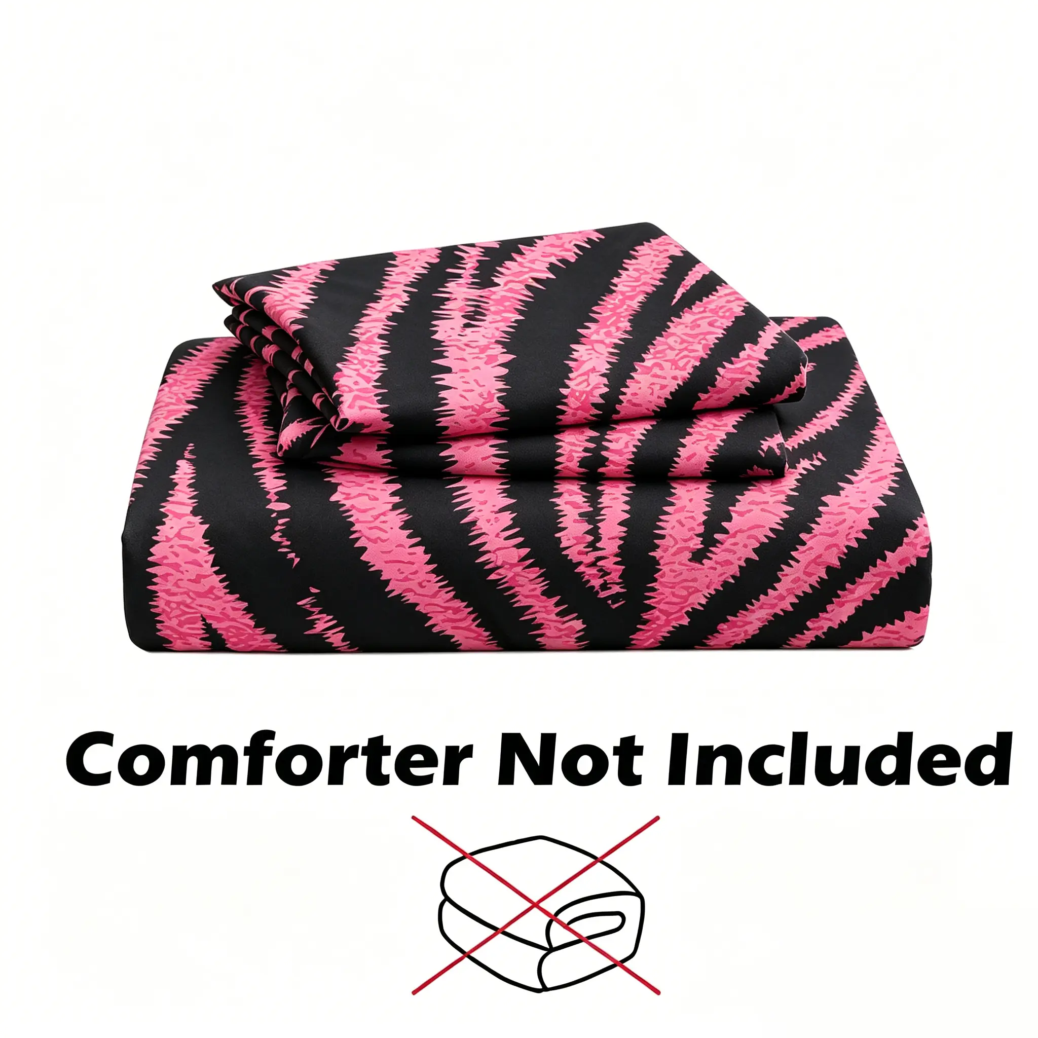 3Pcs Pink Zebra‑Print Duvet Cover Set, 1 Duvet Cover + 2 Pillowcases, No Inserts, Zipper Closure for Easy Removal & Washing, Soft Comfortable Fabric, Stylish Bedroom Decor, Perfect Gift Choice